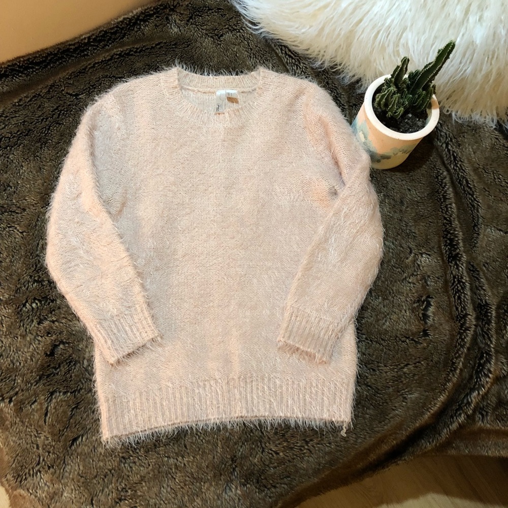 Fuzzy rose sweater
